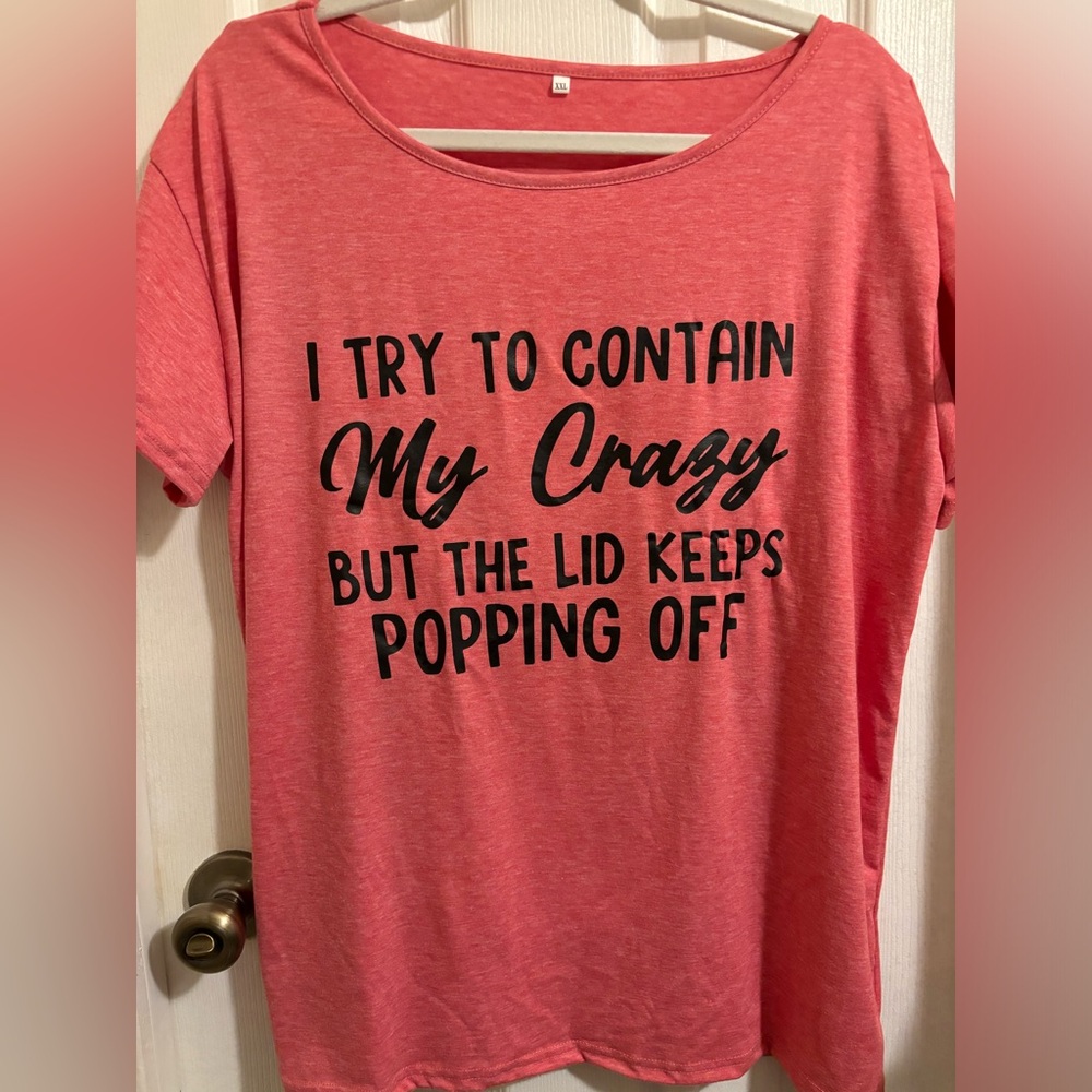🩷😆NWOT Women's Humorous Pink Tee XXL
